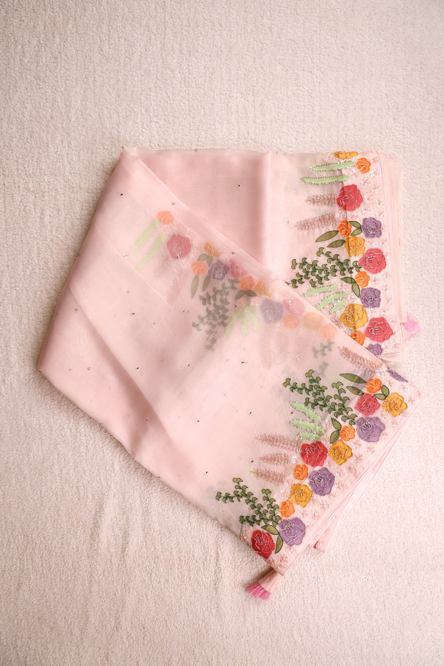 Pure Organza Saree Flora Hand Work