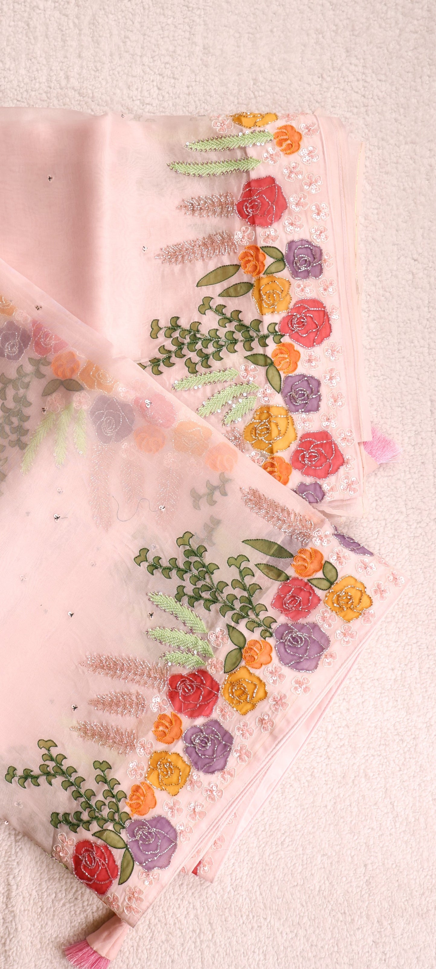 Pure Organza Saree Flora Hand Work