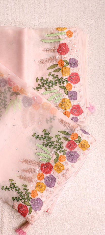 Pure Organza Saree Flora Hand Work