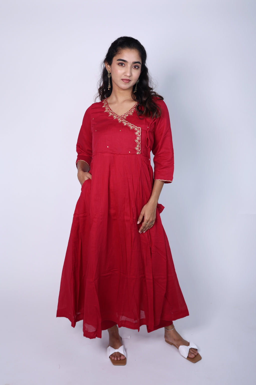 Elegant Red  3-piece Kurti Set