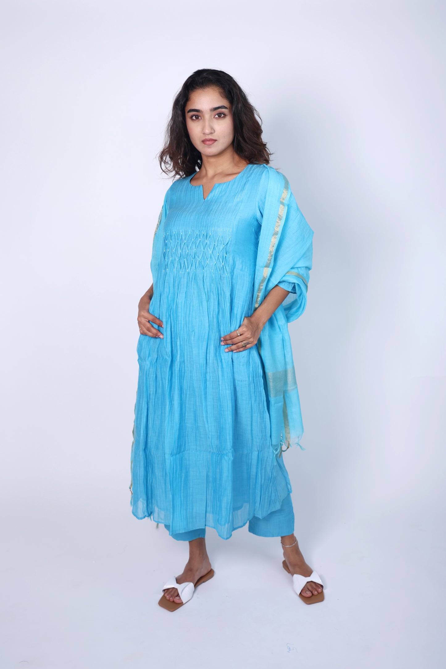 Charming blue 3-piece kurti set