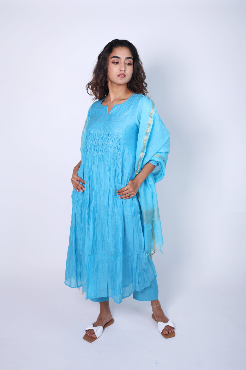 Charming blue 3-piece kurti set