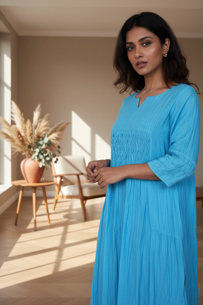 Charming blue 3-piece kurti set