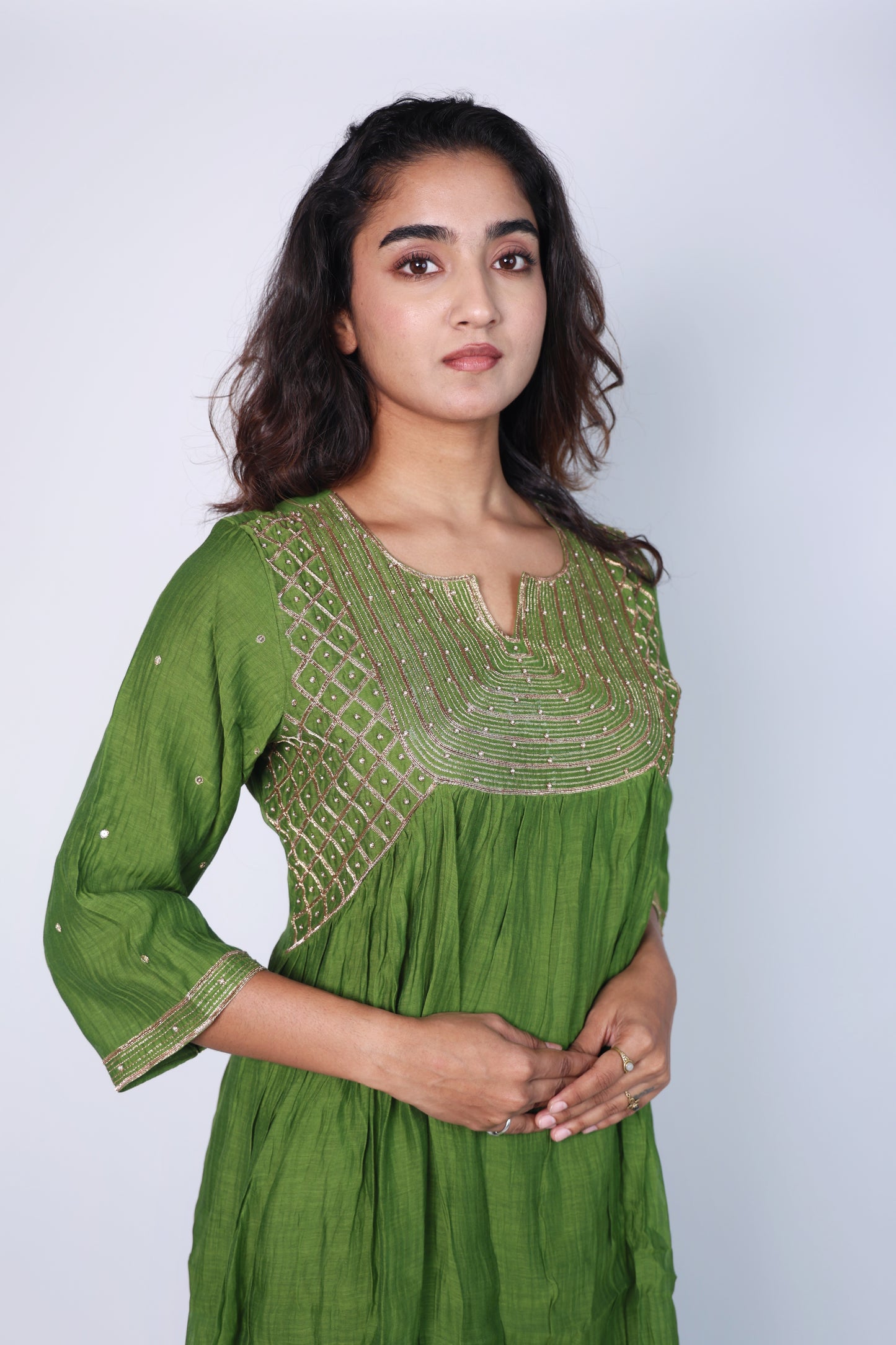 Stylish Green 3-piece Kurti Set
