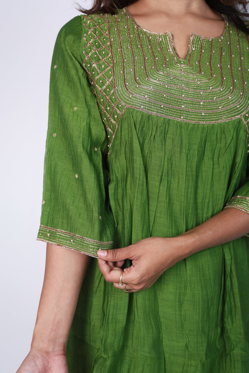 Stylish Green 3-piece Kurti Set