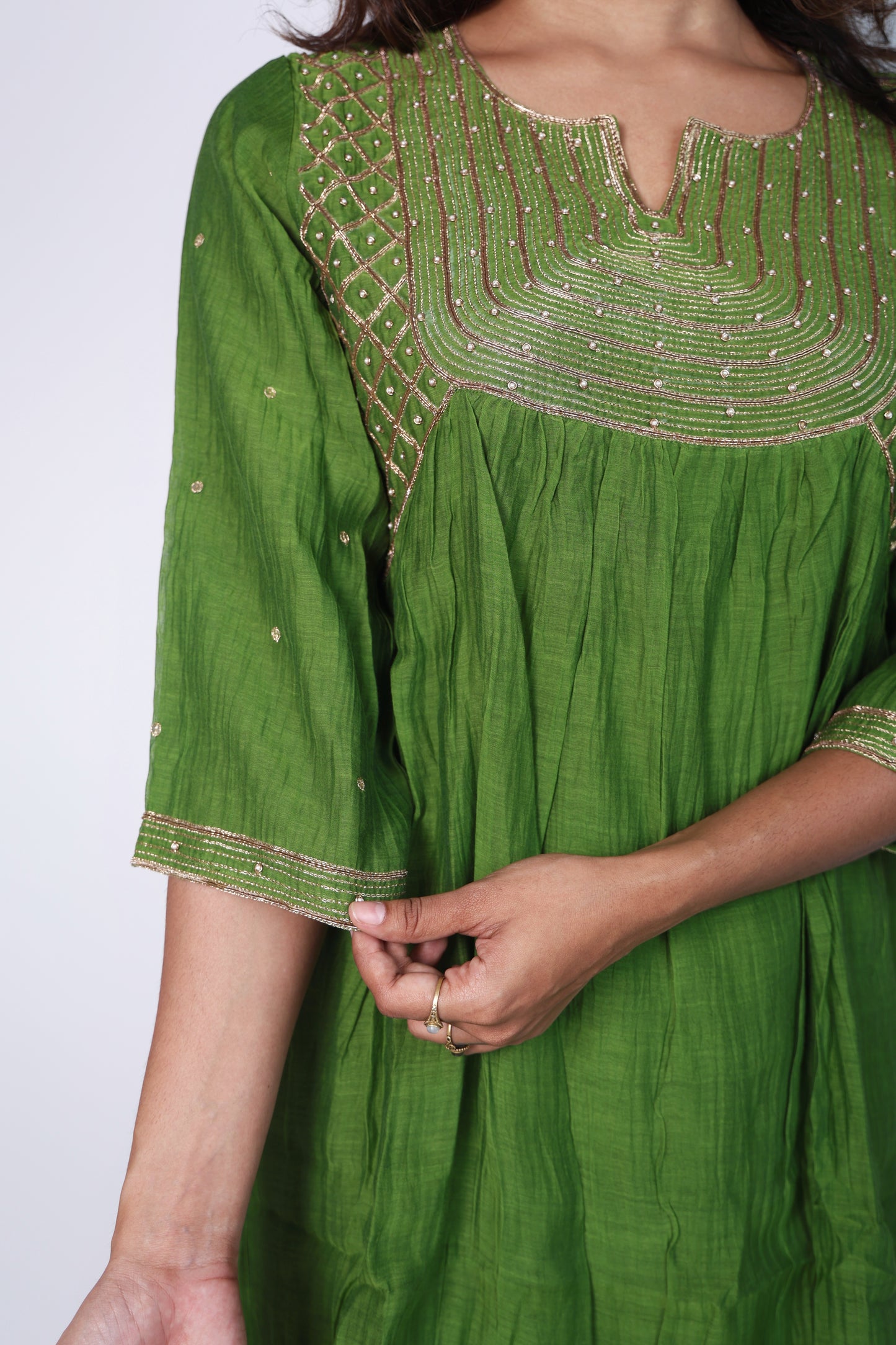 Stylish Green 3-piece Kurti Set